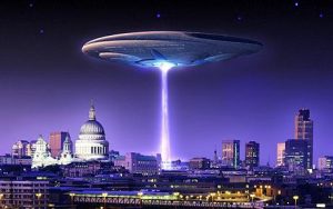Illustration of Flying Saucer over London