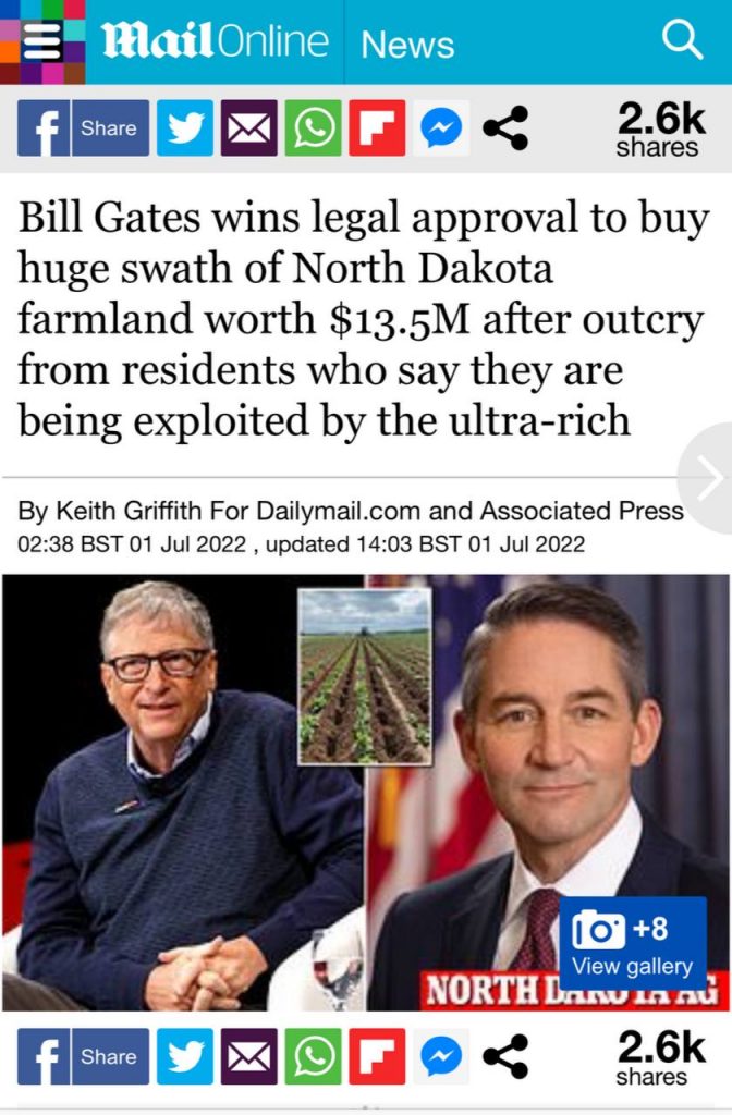Знамения Апокалипсиса! Самый крупный землевладелец и феодал Америки Билл Гейтс продолжает АКТИВНО скупать фермерские угодья и пастбища по всей стране!